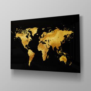 Gold on Black World Map